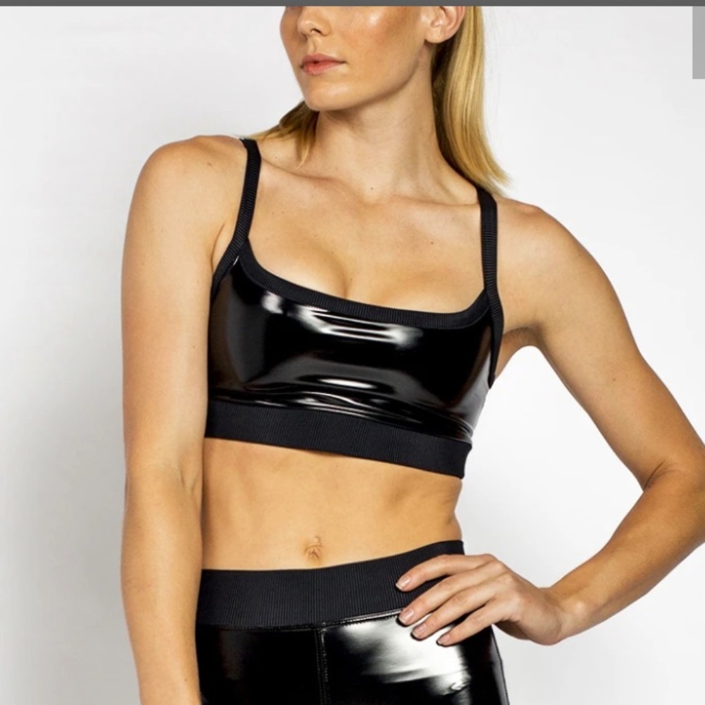 Heroine Sport Downtown Bra Black Patent Small